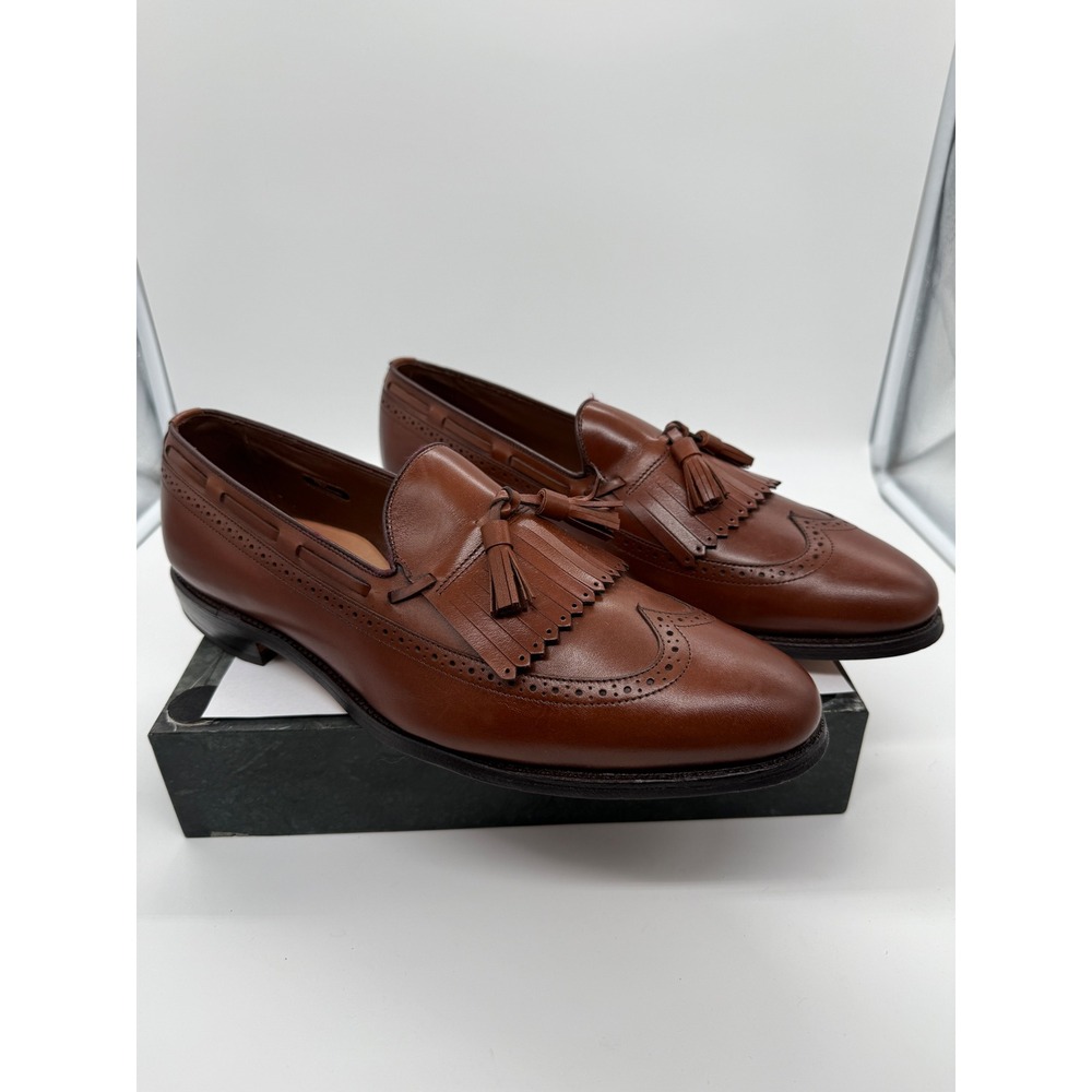 Allen Edmonds Mansfield Loafers Mens 13 D Brown Leather Wingtip Kiltie Tassel